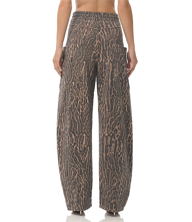 AFRM Ryan Coordinating Leopard Print Barrel Leg Fleece Sweatpants