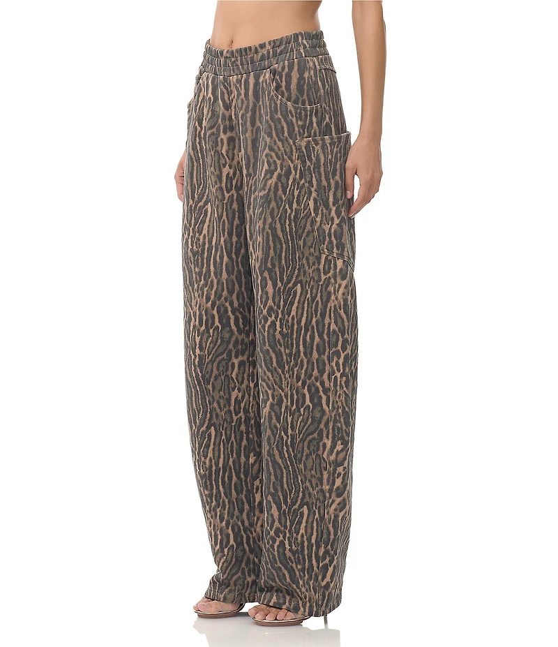 AFRM Ryan Coordinating Leopard Print Barrel Leg Fleece Sweatpants