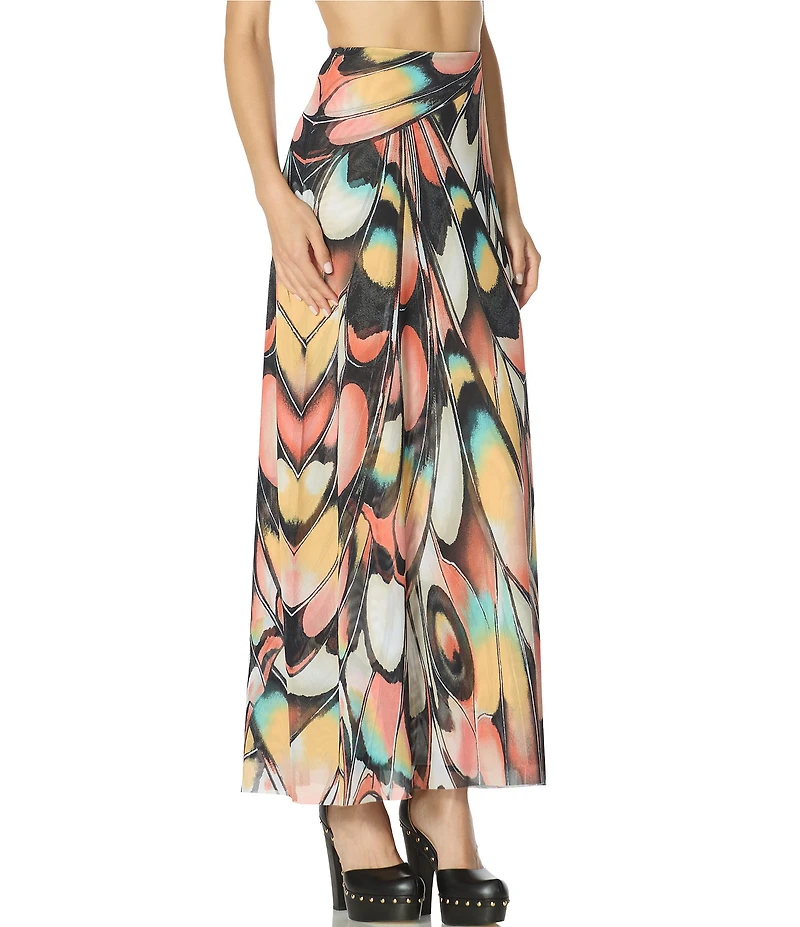 AFRM Sera Butterfly Printed Mesh Ankle Length Coordinating Skirt