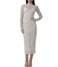 AFRM Shailene Print Turtleneck Long Sleeve Midi Dress