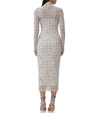 AFRM Shailene Print Turtleneck Long Sleeve Midi Dress