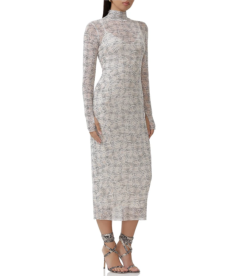 AFRM Shailene Print Turtleneck Long Sleeve Midi Dress