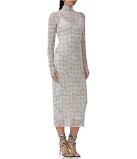 AFRM Shailene Print Turtleneck Long Sleeve Midi Dress