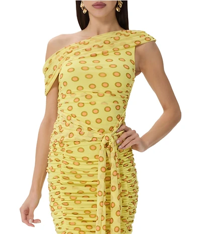 AFRM Sophie Deco Dot Asymmetric Sleeveless Mesh Coordinating Top