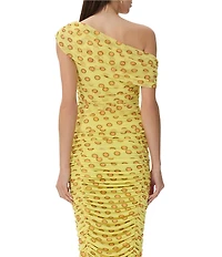 AFRM Sophie Deco Dot Asymmetric Sleeveless Mesh Coordinating Top