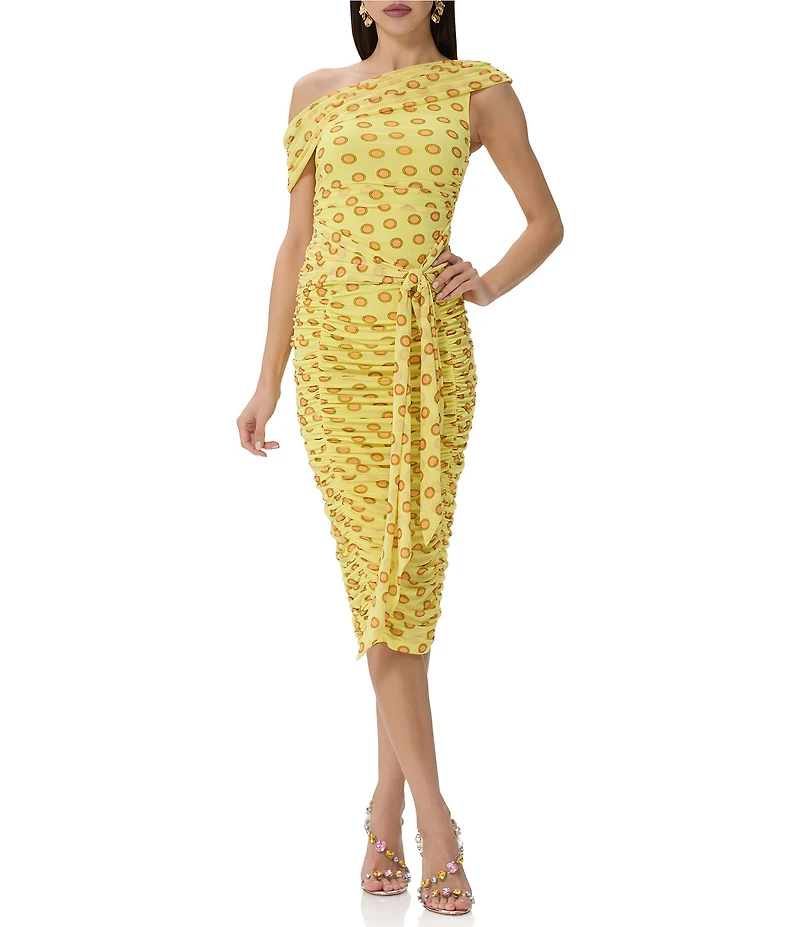 AFRM Sophie Deco Dot Asymmetric Sleeveless Mesh Coordinating Top