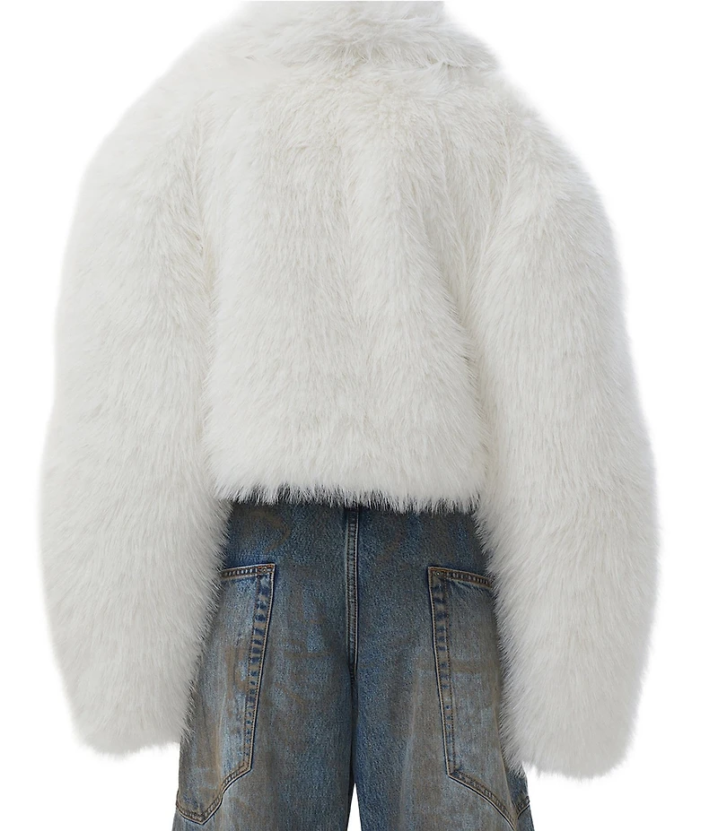 AFRM Stephanie Faux Fur Round Neck Long Barrel Sleeve Cropped Jacket