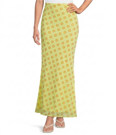 AFRM Tegan Deco Dot Printed Mermaid Mesh Coordinating Maxi Skirt