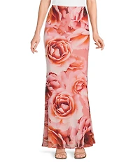 AFRM Tegan Floral Print Mesh Coordinating Maxi Skirt