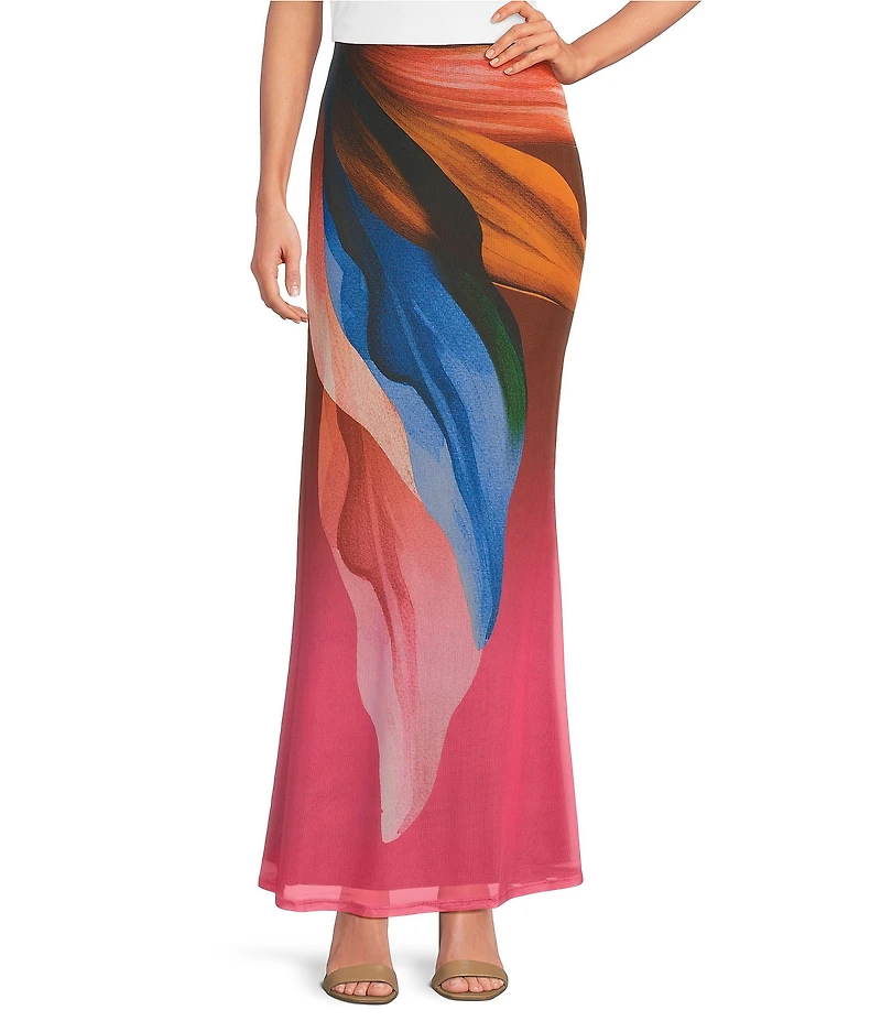 AFRM Tegan Printed Mesh Coordinating Maxi Skirt