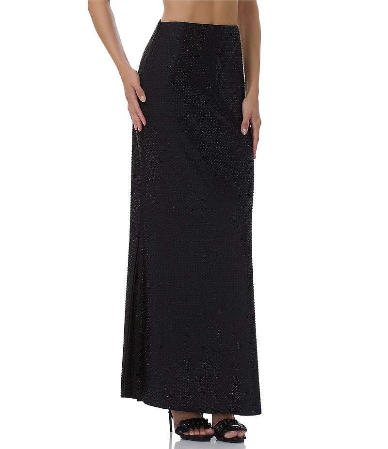 AFRM Tegan Rhinestone Stud Jersey Pencil Maxi Skirt