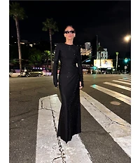 AFRM Tegan Rhinestone Stud Jersey Pencil Maxi Skirt