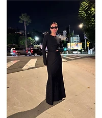 AFRM Tegan Rhinestone Stud Jersey Pencil Maxi Skirt