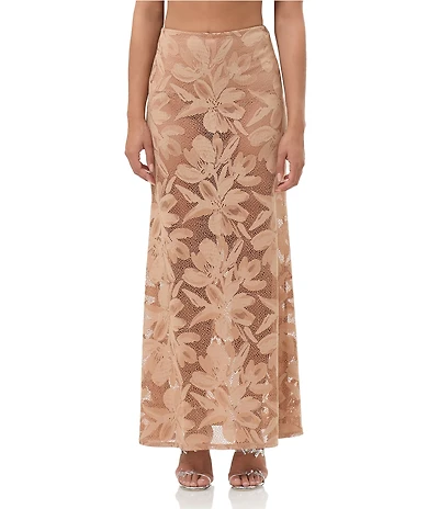 AFRM Tilly Crochet Floral Lace Coordinating Maxi Skirt