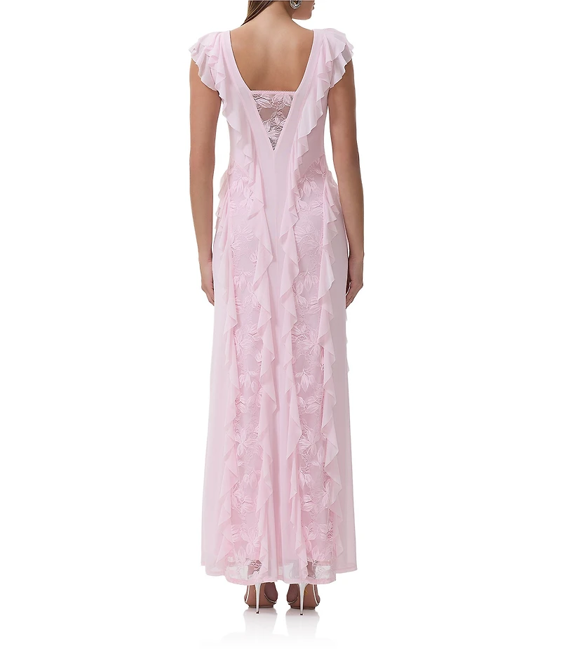 AFRM Trista Lace Ruffle V-Neck Sleeveless Maxi Dress