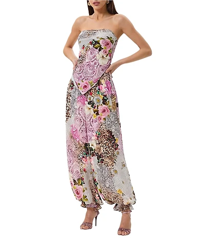 AFRM Vespar Animal and Floral Printed Versatile Scarf Top and Coordinating Balloon Pant Set