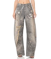 AFRM Walker Printed High Rise Barrel Leg Denim Pants