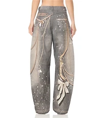 AFRM Walker Printed High Rise Barrel Leg Denim Pants