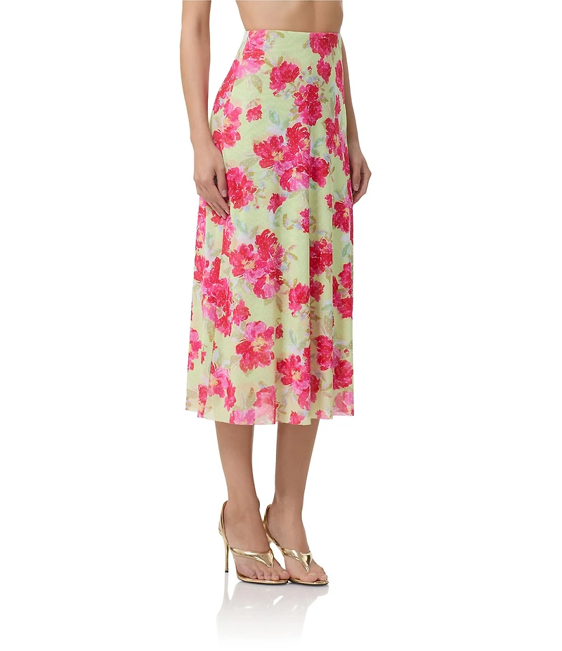 AFRM Wilko Flroal Dot Print Coordinating Mesh Midi Skirt