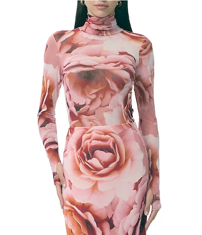 AFRM Zadie Coordinating Floral Print Mock Neck Long Sleeve Top