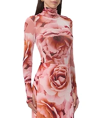 AFRM Zadie Coordinating Floral Print Mock Neck Long Sleeve Top