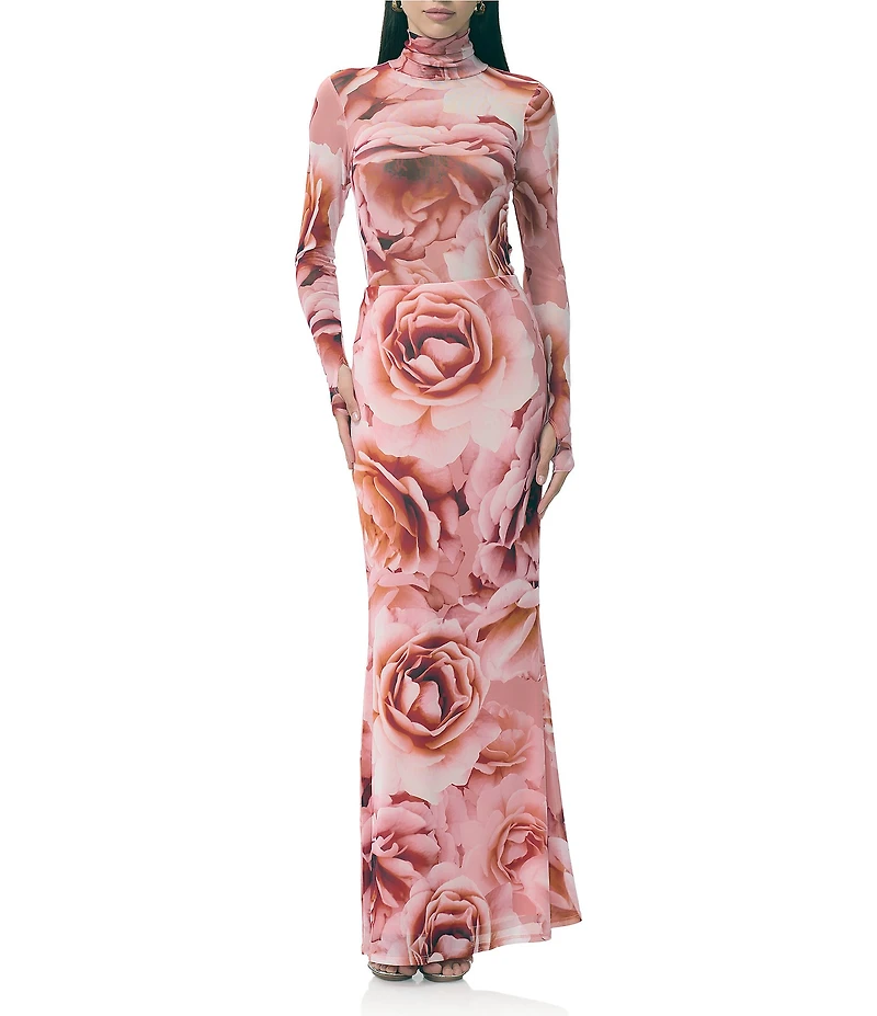 AFRM Zadie Coordinating Floral Print Mock Neck Long Sleeve Top