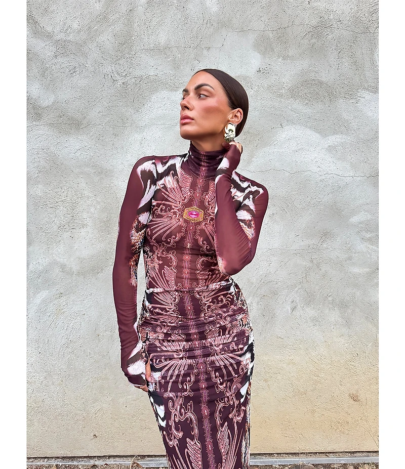 AFRM Zadie Mock Neck Long Sleeve Mesh Coordinating Top