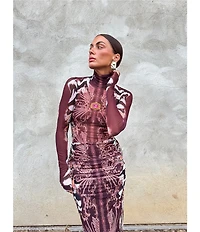 AFRM Zadie Mock Neck Long Sleeve Mesh Coordinating Top