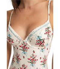 Agua Bendita Petra Cherish Print Lace Detail Underwire One Piece Swimsuit