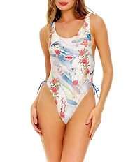 Agua Bendita Tribeca Nacar Lace-Up One Piece Swimsuit