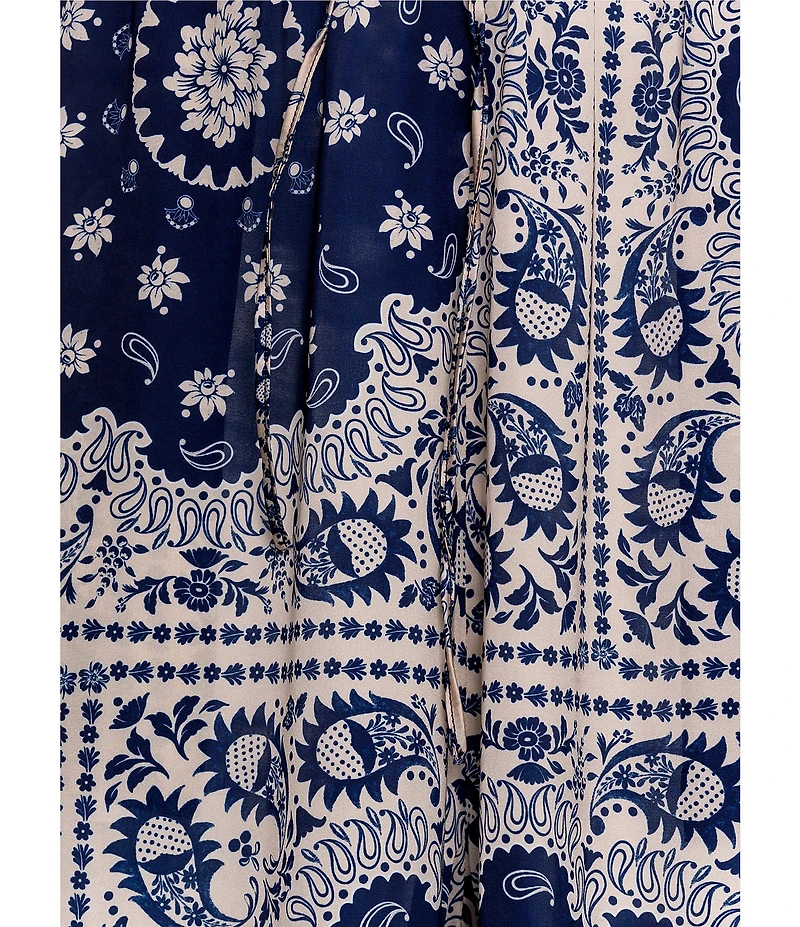 Agua Bendita Coordinating Winter Printed Elastic Waist Wide Leg Pants