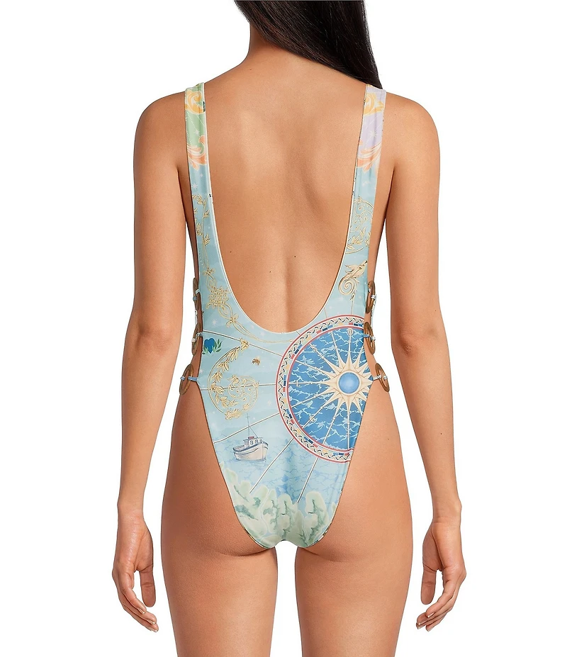 Agua Bendita Yara Solstice Reversible Low Scoop Back Tank One Piece Swimsuit