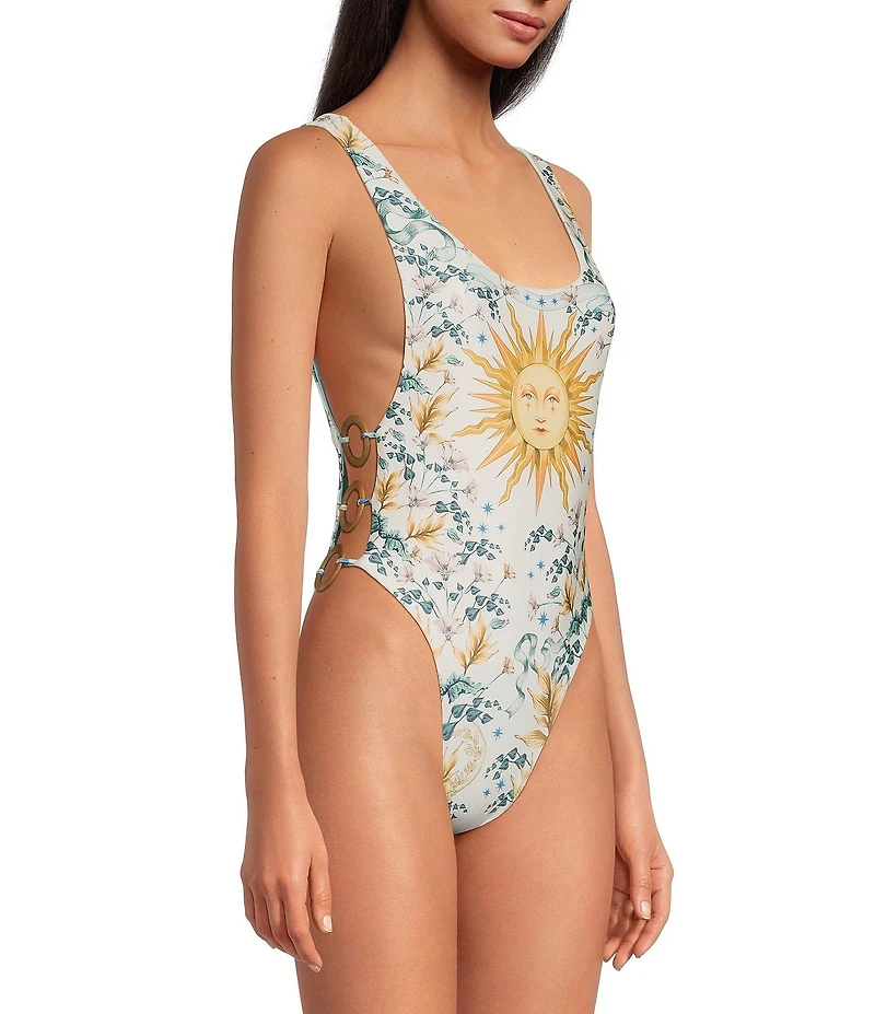 Agua Bendita Yara Solstice Reversible Low Scoop Back Tank One Piece Swimsuit