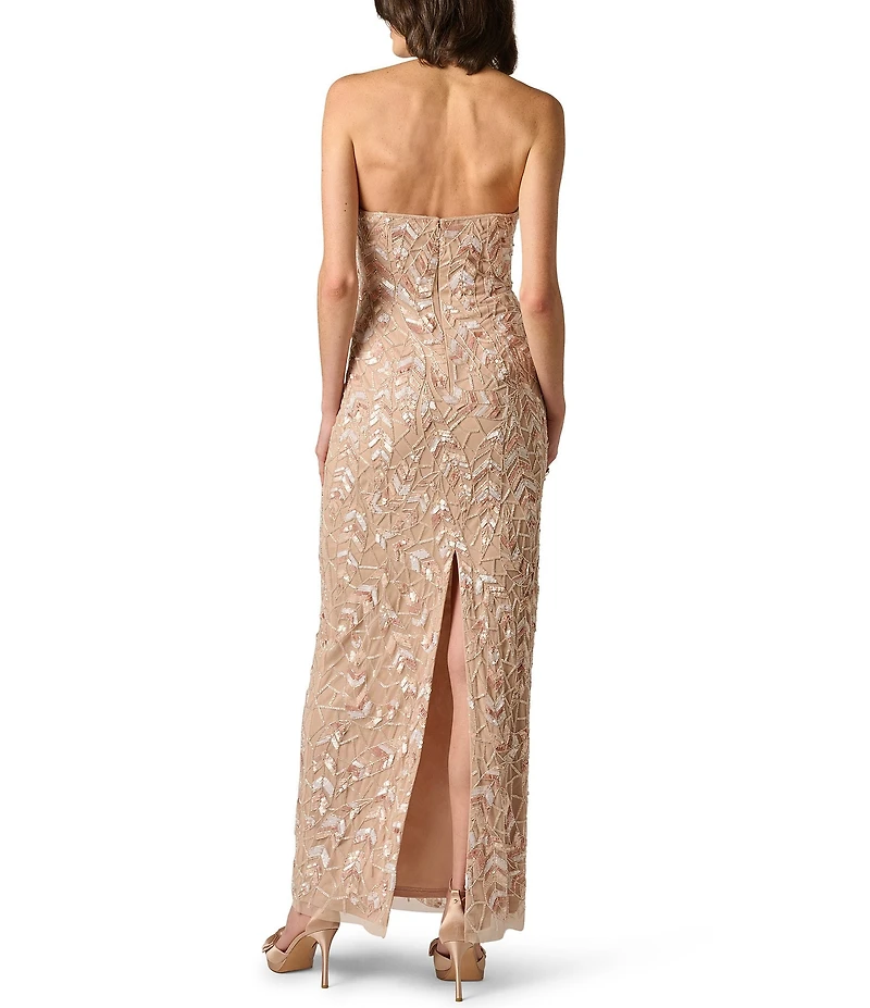Aidan Mattox Beaded Halter Sleeveless Long Dress