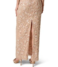 Aidan Mattox Beaded Halter Sleeveless Long Dress