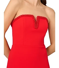 Aidan Mattox Beaded Strapless Bonded Crepe Column Gown