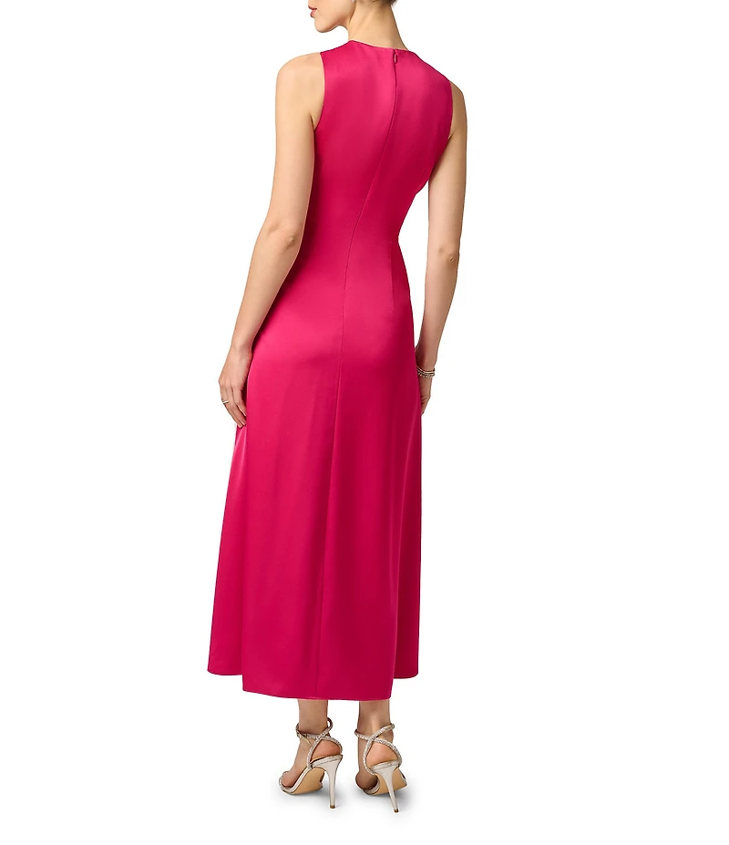 Aidan Mattox Crepe Back Satin Midi Dress