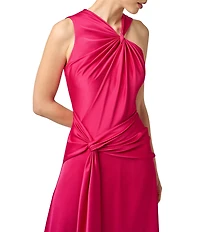 Aidan Mattox Crepe Back Satin Midi Dress