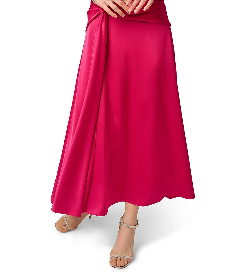 Aidan Mattox Crepe Back Satin Midi Dress