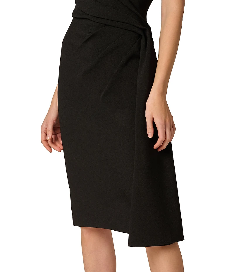 Aidan Mattox Crepe Pleated Halter Midi Dress