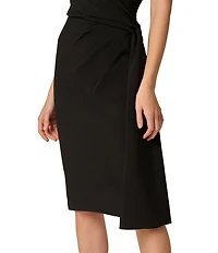 Aidan Mattox Crepe Pleated Halter Midi Dress