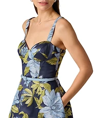 Aidan Mattox Floral Jacquard Maxi Dress With a Belt