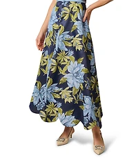 Aidan Mattox Floral Jacquard Maxi Dress With a Belt