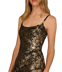 Aidan Mattox Floral Jacquard Scoop Neckline Sleeveless Mermaid Dress