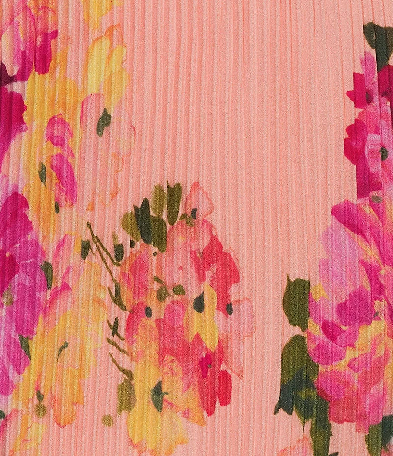 Aidan Mattox Floral Pleated Gown With Flower Detail