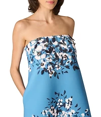 Aidan Mattox Floral Printed Scuba Strapless Ankle Length Dress