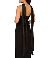 Aidan Mattox Halter Scarf Column Gown