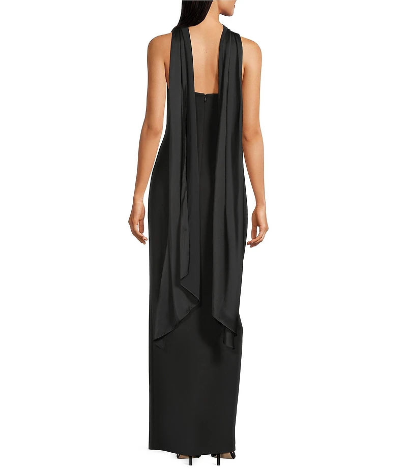 Aidan Mattox Halter Scarf Column Gown