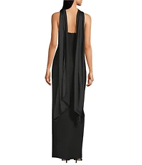 Aidan Mattox Halter Scarf Column Gown