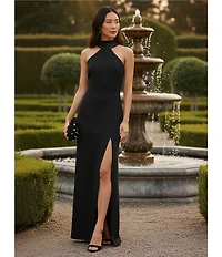 Aidan Mattox Halter Scarf Column Gown